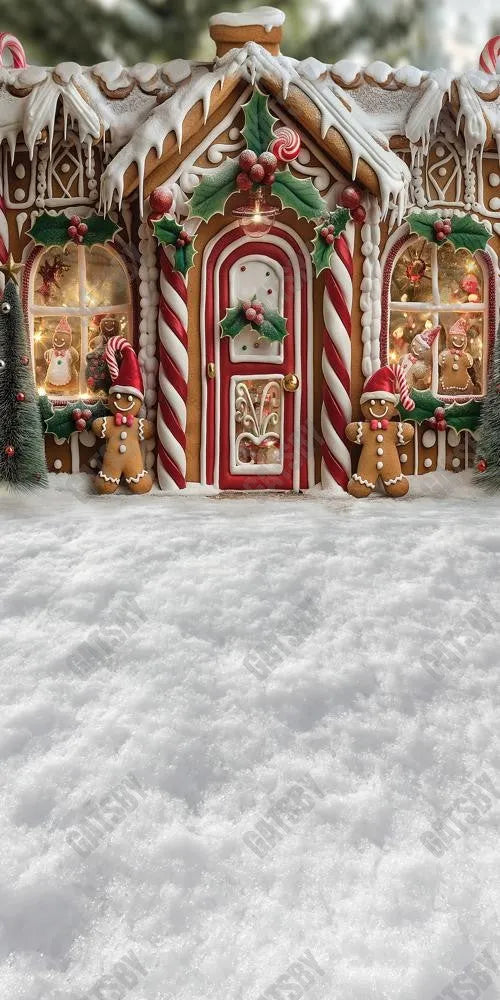 Gatsby Winter Gingerbread House Photography Backdrop GBSX-00153 - Gatsby Backdrop