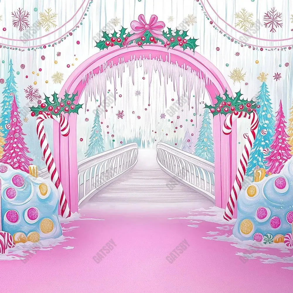 Gatsby Winter Pink Palace Of Sweets Photography Backdrop Gbsx-01028 - Gatsby Backdrop