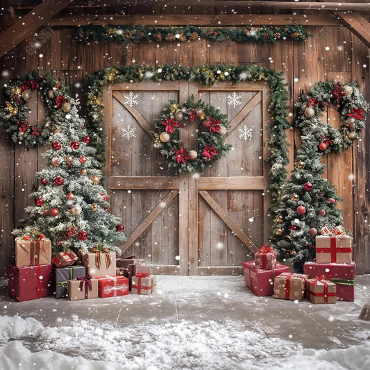 Gatsby Winter Rustic Barn Door Photography Backdrop GBSX-00061 - Gatsby Backdrop