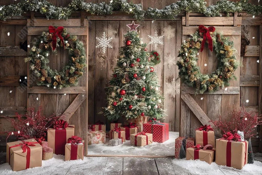 Gatsby Winter Rustic Barn Door Photography Backdrop GBSX-00062 - Gatsby Backdrop