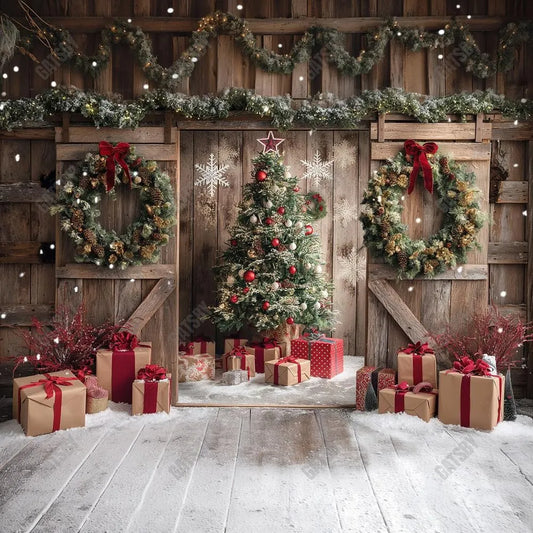 Gatsby Winter Rustic Barn Door Photography Backdrop GBSX-00062 - Gatsby Backdrop