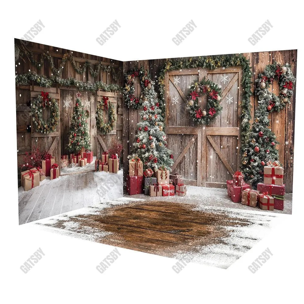 Gatsby Winter Rustic Barn Room Set Backdrop GBSX-00062&GBSX-00061&GBSX-99900 - Gatsby Backdrop