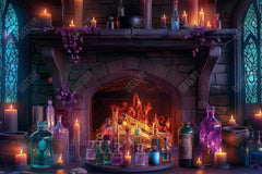 Gatsby Witch Haven Fireplace Photography Backdrop Gbsx-00887 - Gatsby Backdrop