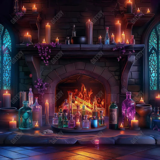 Gatsby Witch Haven Fireplace Photography Backdrop Gbsx-00887 - Gatsby Backdrop