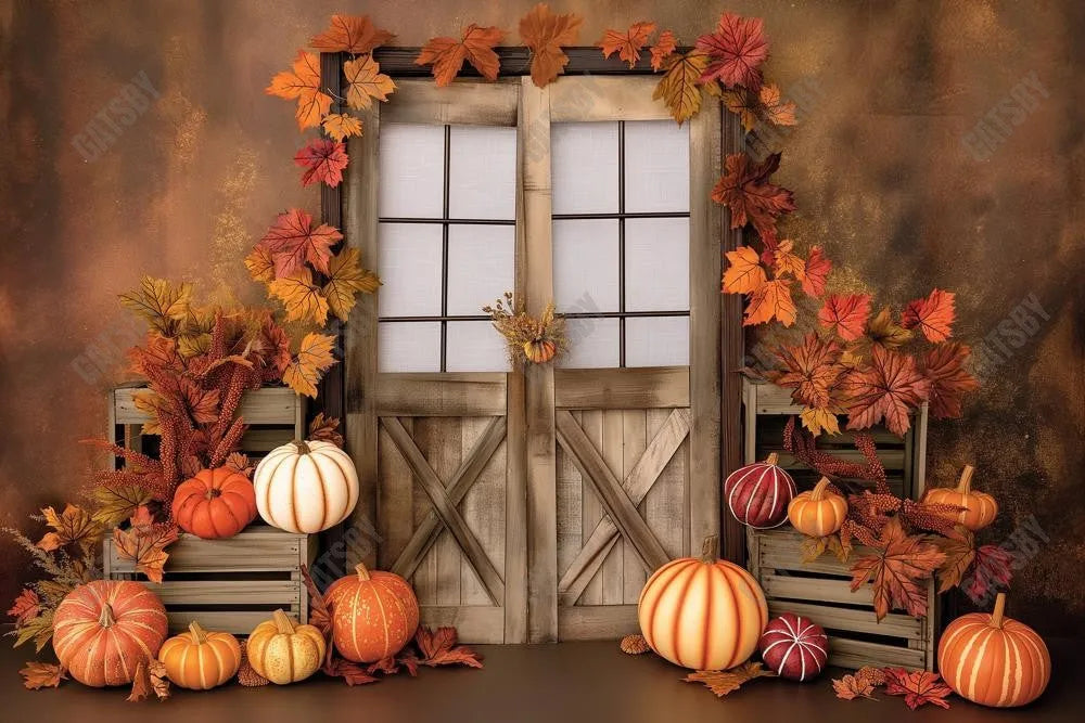 Gatsby Wooden Pumpkin Door Photography Backdrop Gbsx-00506 - Gatsby Backdrop