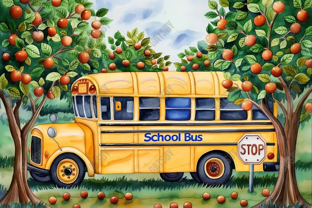 Gatsby Yellow School Bus Photography Backdrop Gbsx-00391 - Gatsby Backdrop