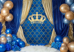 Gold Prince King Crown Blue Backdrop - Gatsby Backdrop