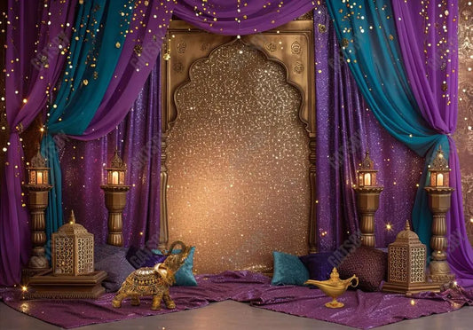 Golden Palace Arabian Purple Backdrop - Gatsby Backdrop