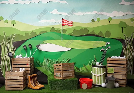 Golf Kids Green Background Backdrop - Gatsby Backdrop