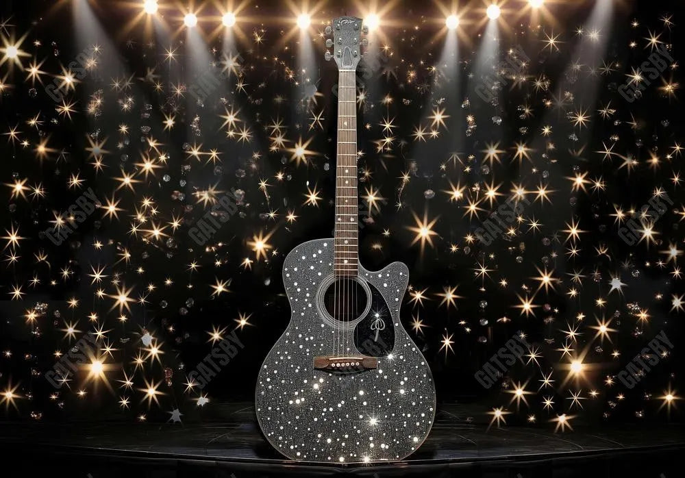 Guitar Stars Black Stage Backdrop - Gatsby Backdrop