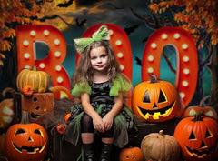 Halloween Boo Forest Pumpkin Backdrop - Gatsby Backdrop