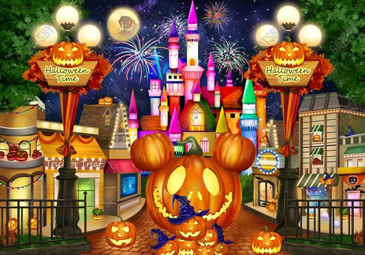 Halloween Castle Town Photography Backdrop GBSX-99787 - Gatsby Backdrop