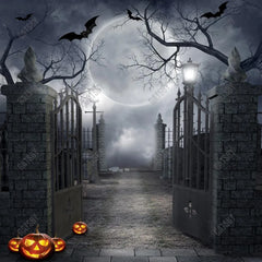 Halloween Cemetery Gate Photography Backdrop GBSX-99788 - Gatsby Backdrop