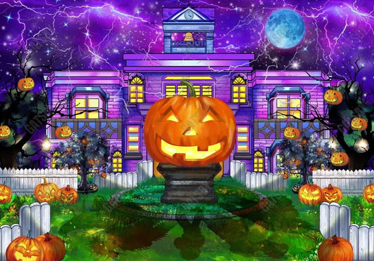 Halloween Haunted House NIght Backdrop - Gatsby Backdrop