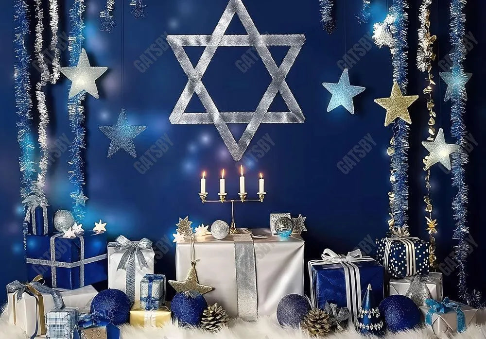 Hanukkah Celebration Candles Backdrop - Gatsby Backdrop