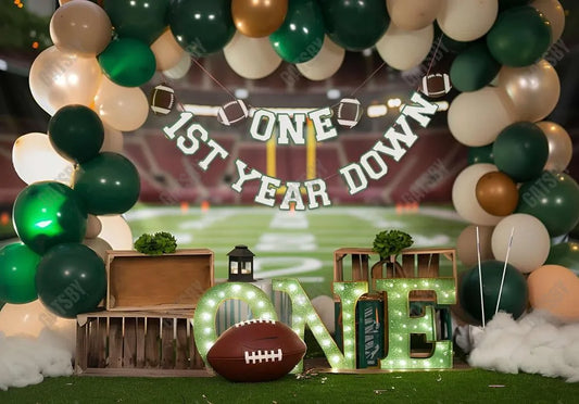 Happy 1st Birthday Football Backdrop - Gatsby Backdrop