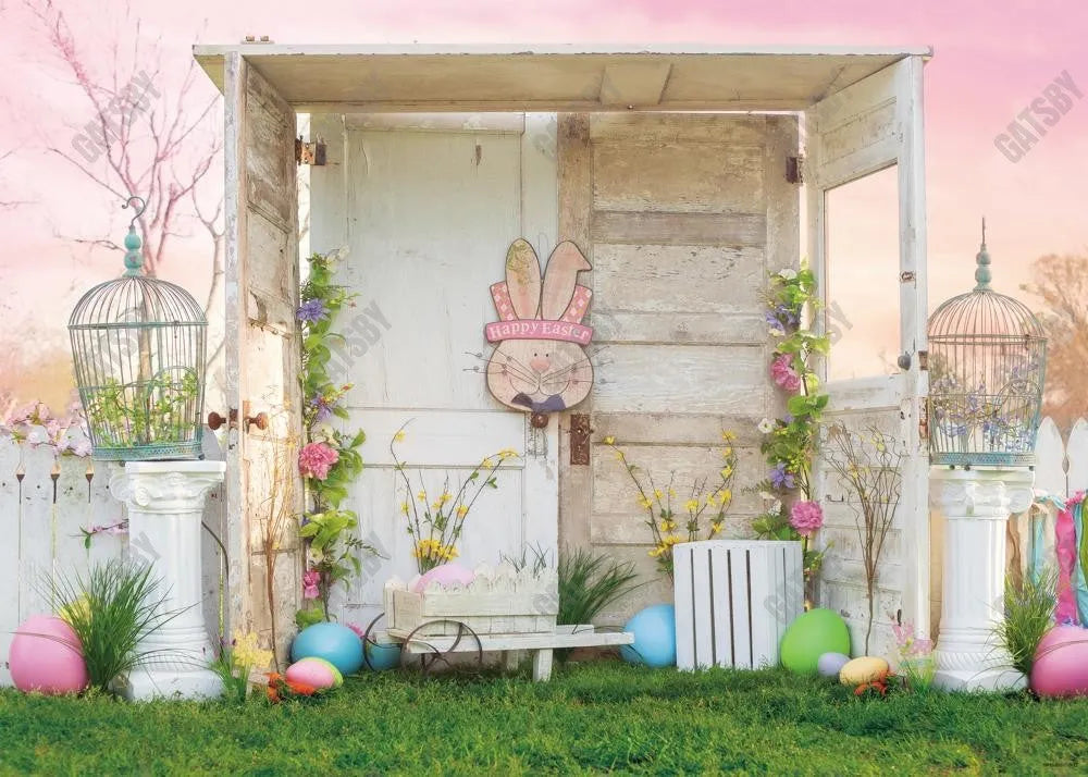 Happy Easter Theme Pink Sky Backdrop - Gatsby Backdrop