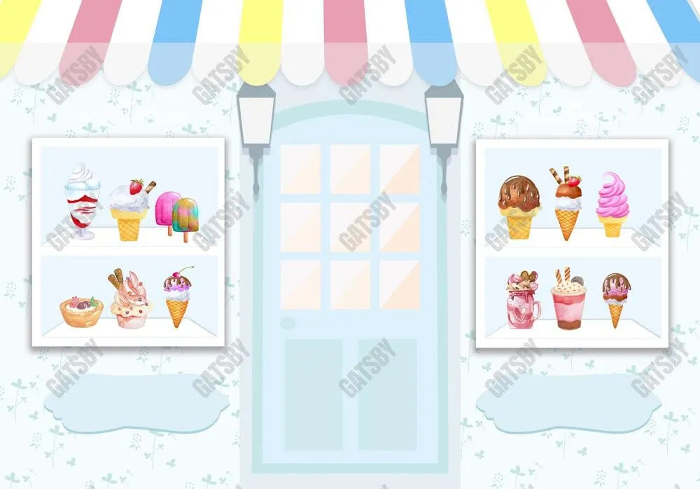 Ice Cream Shop Photography Backdrop GBSX-99798 - Gatsby Backdrop