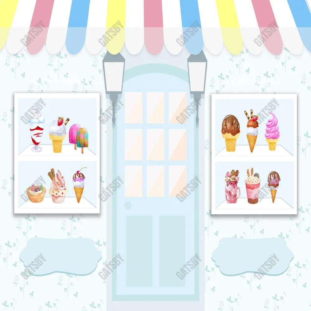 Ice Cream Shop Photography Backdrop GBSX-99798 - Gatsby Backdrop