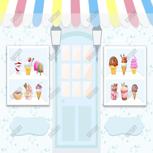 Ice Cream Shop Photography Backdrop GBSX-99798 - Gatsby Backdrop