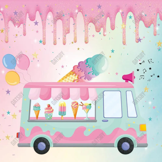 Ice Cream Truck Photography Backdrop GBSX-99799 - Gatsby Backdrop