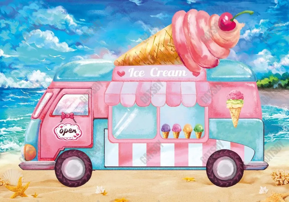 Ice Cream Truck Photography Backdrop GBSX-99800 - Gatsby Backdrop