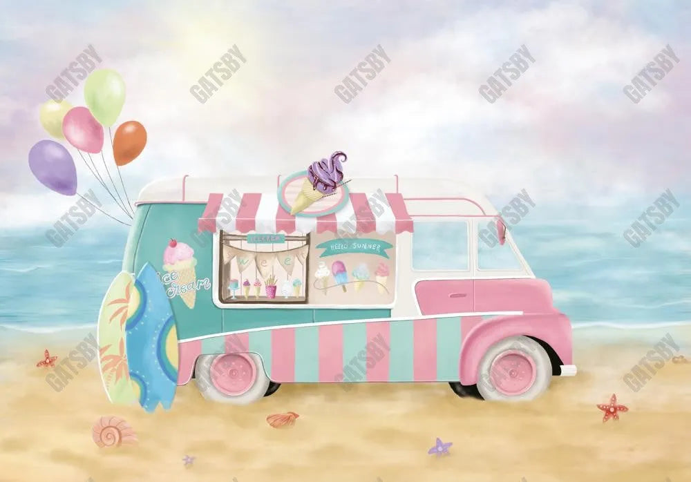 Ice Cream Truck Photography Backdrop GBSX-99801 - Gatsby Backdrop