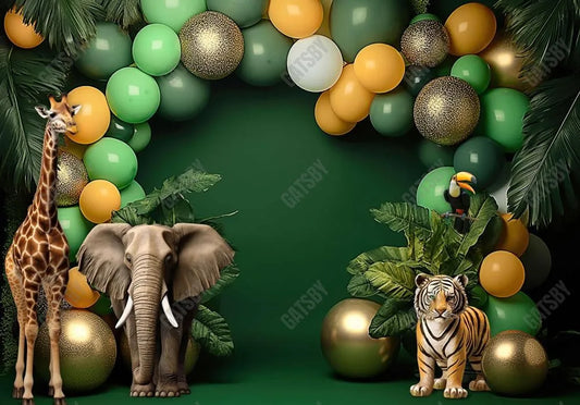 Jungle Safari Animals Balloon Backdrop - Gatsby Backdrop