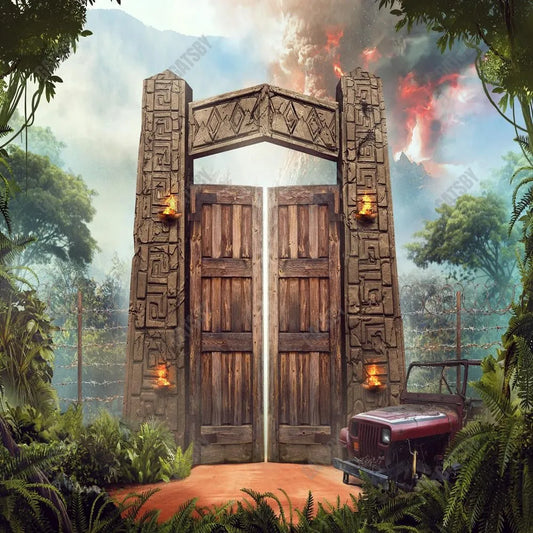 Jurassic Park Jungle Adventure Photography Backdrop GBSX-99804 - Gatsby Backdrop