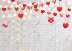 Love Sweet Heart Valentine's White Brick Wall Backdrop - Gatsby Backdrop