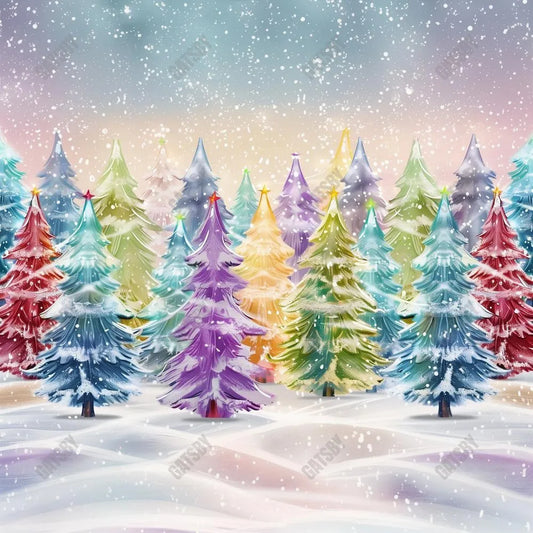 Magical Winter Rainbow Trees Photography Backdrop GBSX-99812 - Gatsby Backdrop