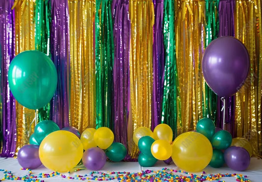 Mardi Gras Balloon Confetti Backdrop - Gatsby Backdrop