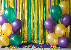 Mardi Gras Green & Purple Tassels Backdrop - Gatsby Backdrop