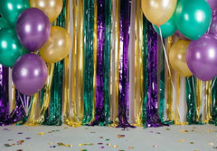 Mardi Gras Tassel and Balloons Backdrop - Gatsby Backdrop