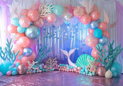 Mermaid Pastel Colored Balloons Backdrop - Gatsby Backdrop