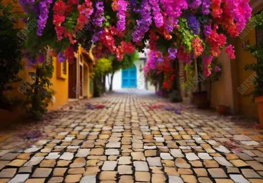 Mexican Fiesta Flowers Street Backdrop - Gatsby Backdrop