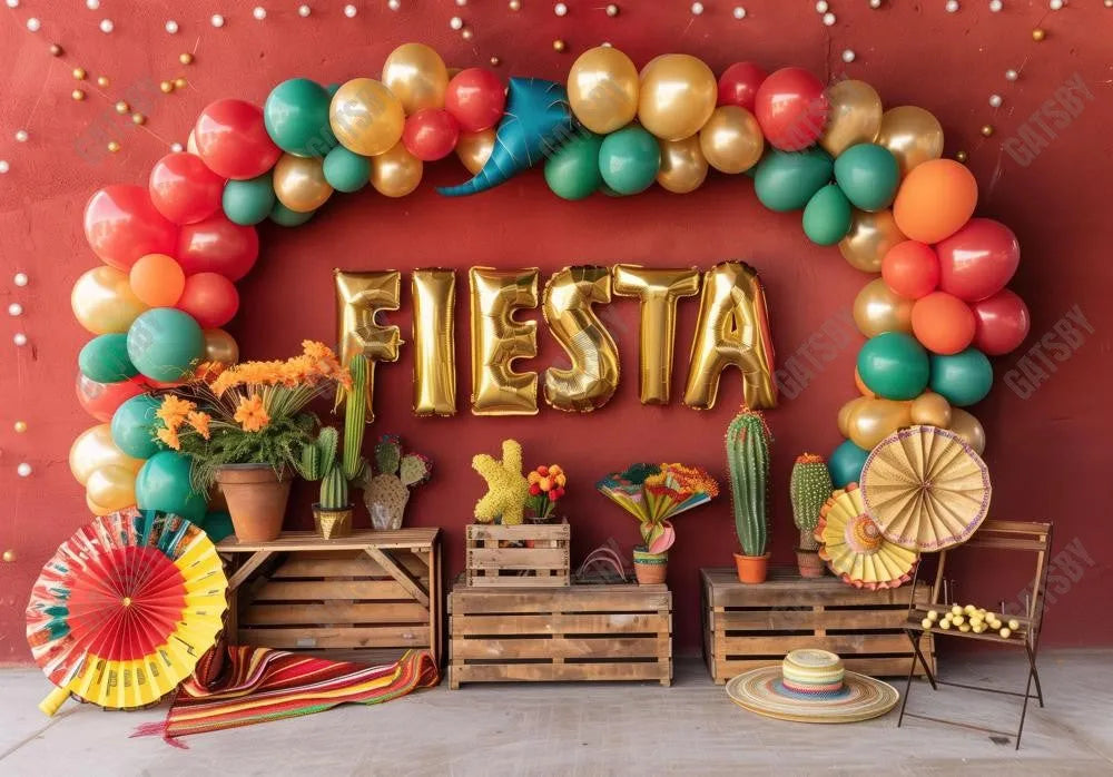 Mexican Fiesta Party Balloon Garland Backdrop - Gatsby Backdrop