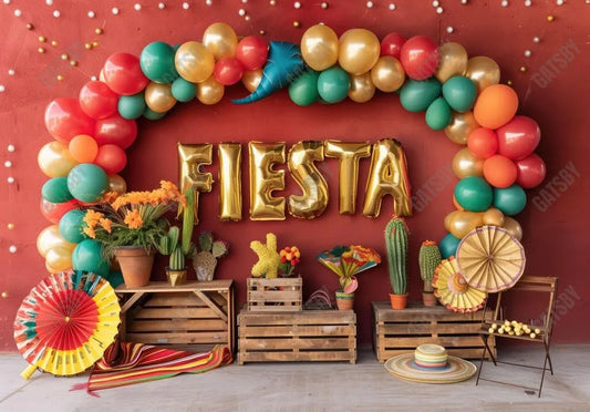 Mexican Fiesta Party Balloon Garland Backdrop - Gatsby Backdrop