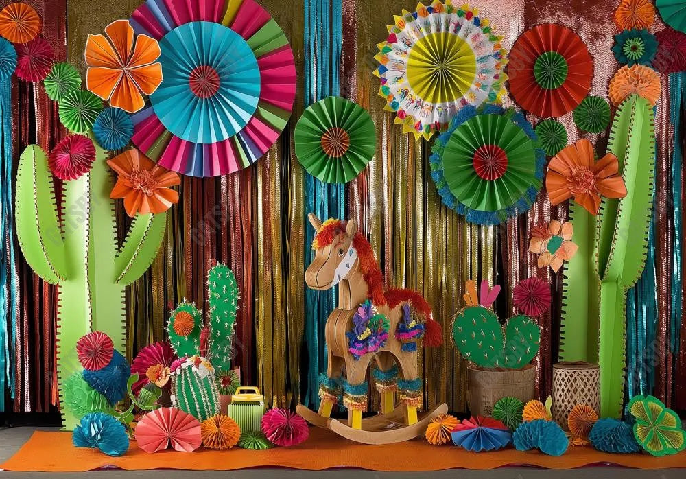 Mexician Fiesta Cake Smash Photography Backdrop GBSX-99819 - Gatsby Backdrop