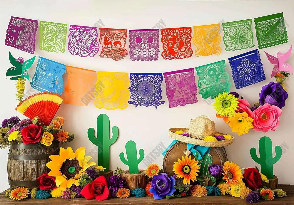 Mexician Fiesta Cake Smash Photography Backdrop GBSX-99820 - Gatsby Backdrop