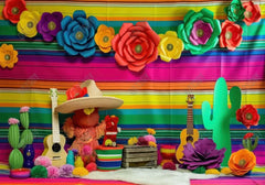 Mexician Fiesta Cake Smash Photography Backdrop GBSX-99821 - Gatsby Backdrop