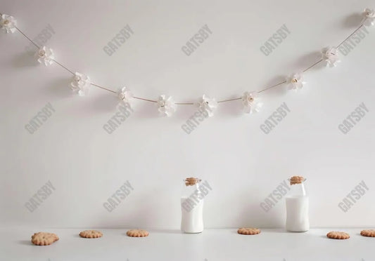 Milk & Cookies White Flowers Wall Backdrop - Gatsby Backdrop