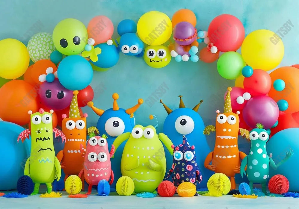 Monster Balloons Arch Photography Backdrop GBSX-99826 - Gatsby Backdrop