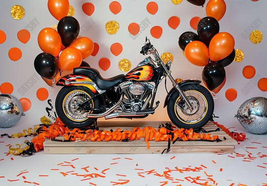 Motorcycle Balloons Photography Backdrop GBSX-99828 - Gatsby Backdrop