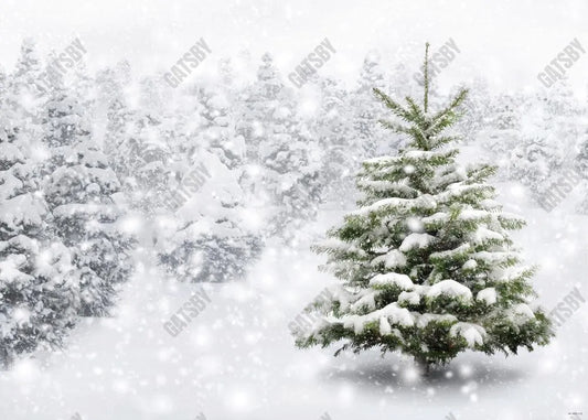 Natural Winter Forest Snowflake Backdrop Snowfall - Gatsby Backdrop