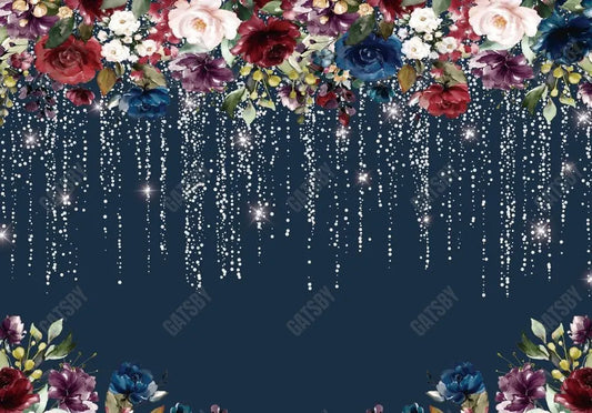 Navy Blue Flowers Backdrop - Gatsby Backdrop