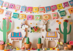 Papercut Llama Mexican Banners Backdrop - Gatsby Backdrop