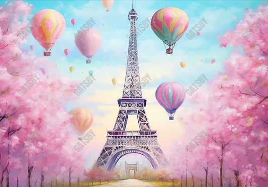 Paris Eiffel Tower Paintings Backdrop - Gatsby Backdrop
