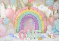 Pastel Balloon Garland ONE Birthday Backdrop - Gatsby Backdrop