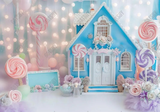 Pastel Candy House Lollipop Backdrop - Gatsby Backdrop